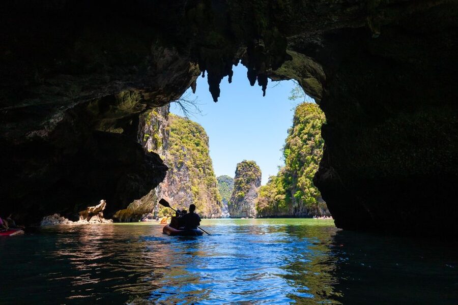 From Phuket: Phang Nga Bay and Canoeing Tour by Big Boat - Ko Hong and a look inside the cliffs