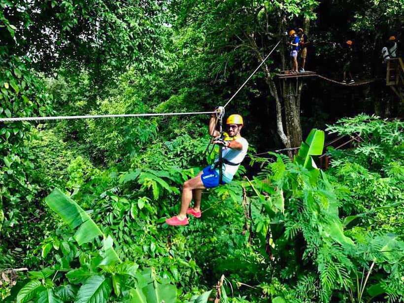 Phuket: ATV and ZipLine Adventure View Big Buddha Visit - Ziplining above the rainforest
