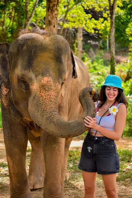 Phuket:Beach walk with elephants, rain & care. 2.5 hours - Bathing and brushing elephants by the sea