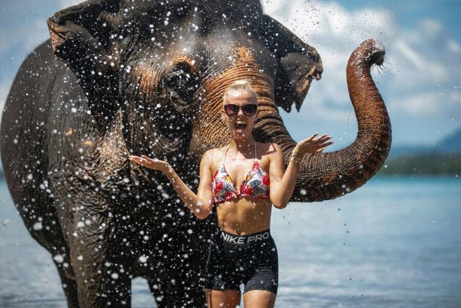 Phuket:Beach walk with elephants, rain & care. 2.5 hours - What the $59 price really covers