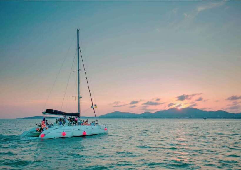 Phuket: Coral Island Catamaran Cruise with Sunset Dinner - From Patong, Kata, or Karon to Chalong Pier