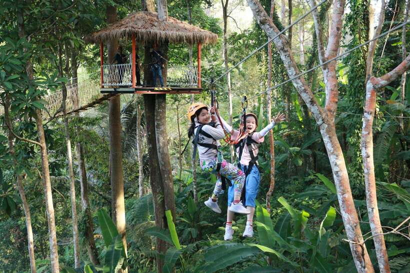 Phuket: Erawan Zipline Adventure with Ocean Views in Patong - Walking into the first platform