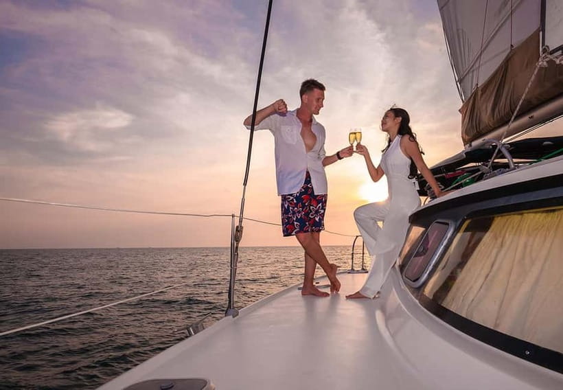 Phuket Sunset Dinner Sailing Yacht Catamaran - Leaving Chalong Pier for Coral Island