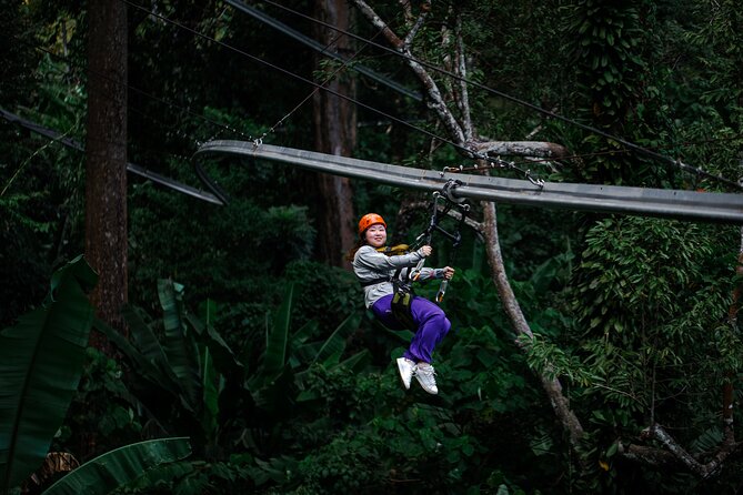 World B+ (Zipline 18 Platforms + Roller + Sky Walk with World Set Menu ) - Harnesses, safety checks, and the first rides